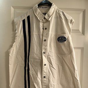 Harley Davidson Mens Cropped Sleeves Button Up Shirt Size X-Large.